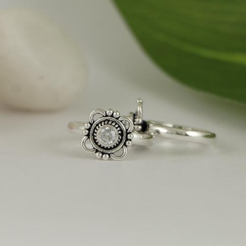 OXIDIZED SILVER TOE RINGS WITH CZ STONES