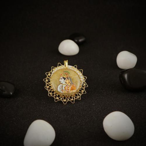 GOLD PLATED SILVER ENAMEL LABRODRITE PENDANT