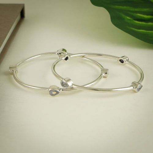 OXIDIZED SILVER CZ BANGLES