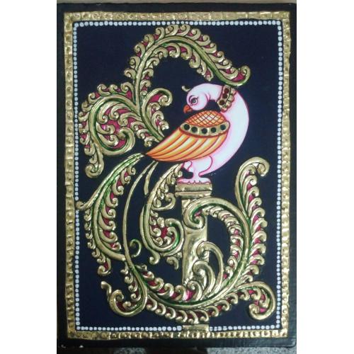 TANJORE PAINTING PEACOCK WITH PILLAR