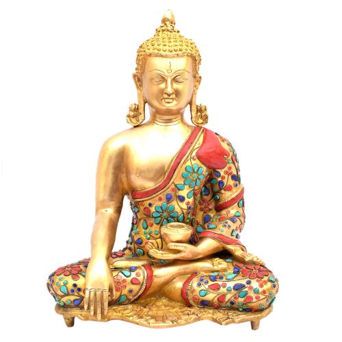BRASS MEDITATION BUDDHA WITHOUT BASE STONE WORK