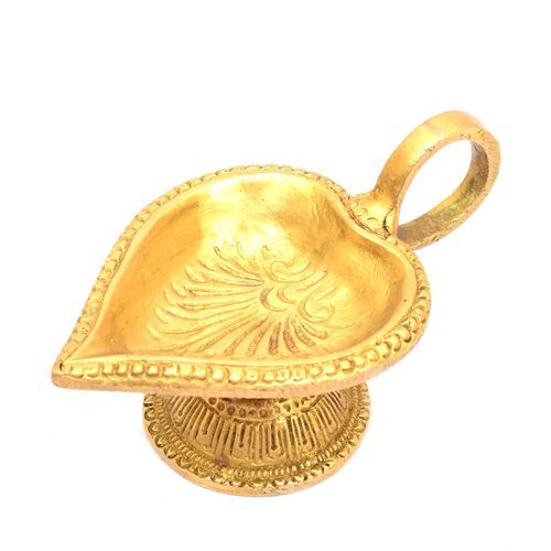 BRASS OIL LAMP LEAF SHAPE