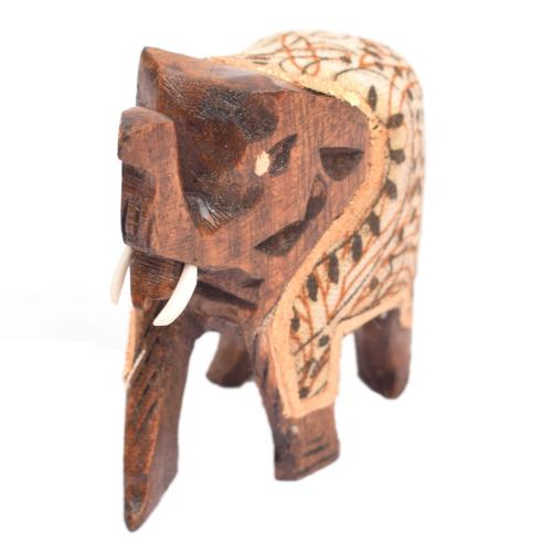 WOODEN ELEPHANT WITH CLOTH STANDING