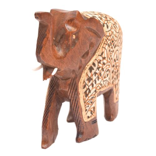 WOODEN ELEPHANT WITH CLOTH STANDING
