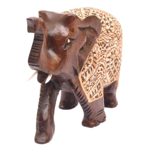 WOODEN ELEPHANT TRUNK UP WITH CLOTH OXOD