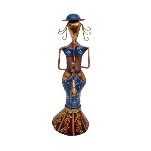 DECORATIVE HANDICRAFTS PAINTED LADY DOLL CAP MUSICIAN STANDING