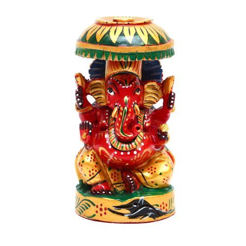 WOODEN GANESHA CHATRI PAINTED