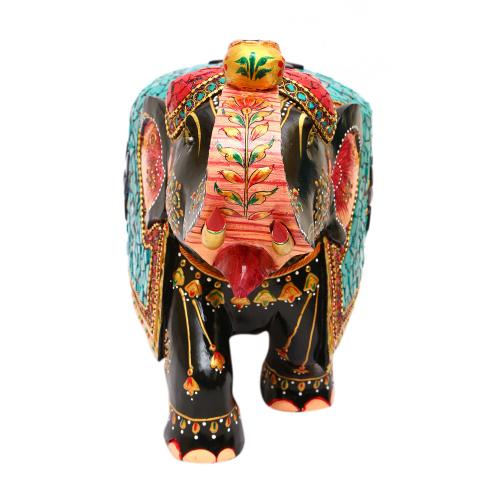 WOODEN ELEPHANT  PAINTED