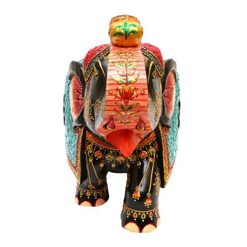 WOODEN ELEPHANT  PAINTED