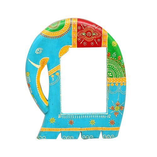 WOODEN PAINTED ELEPHANTPHOTO PANEL