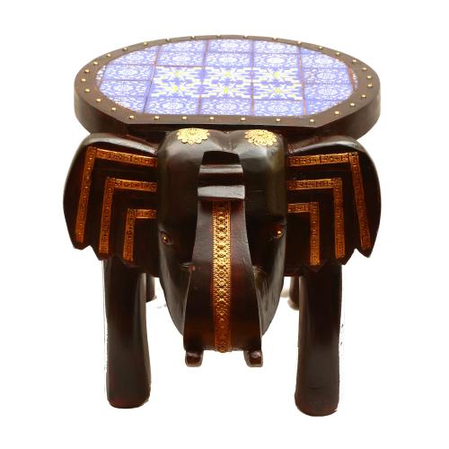 WOODEN PAINTED ELEPHANT STOOL