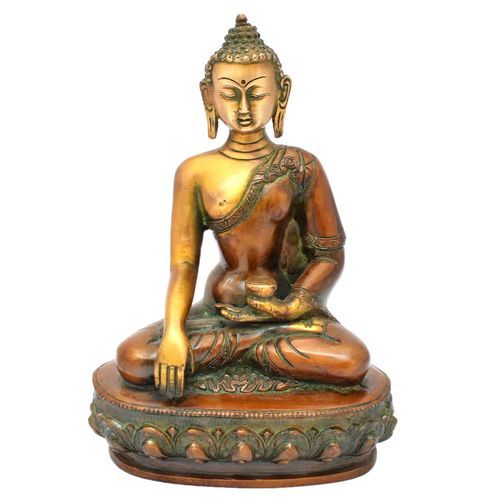 BRASS BUDDHA SAKYAMUNI SITTING ON BASE