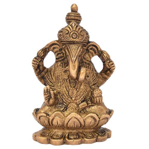 BRS SCULPTURE GANESHA SITTING ON LOTUS