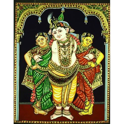 TANJORE PAINTING KRISHNA RUKMANI BAMA