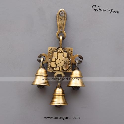 BRASS ANTIQUE APPU GANESHA WALL HANGING WITH BELL
