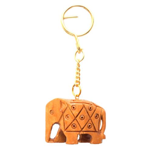 WOODEN CARVING ELEPHANT KEYCHAIN