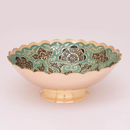 BRASS PAINTED ENAMEL BOWL