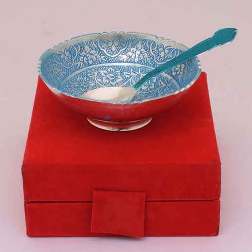 BRASS PAINTED ENAMEL BOWL