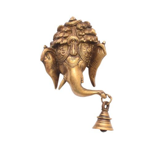 BRASS GANESHA FACE IDOL WALL HANGING