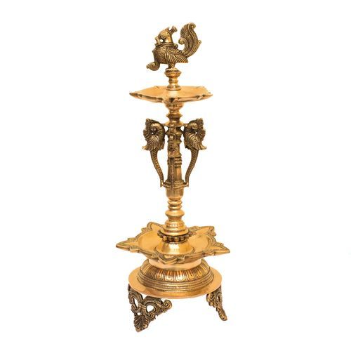 BRASS PEACOCK OIL LAMP
