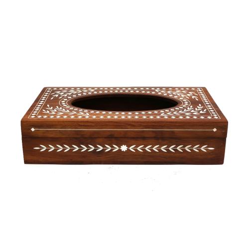 WOODEN TISSUE BOX WITH INLAY WORK