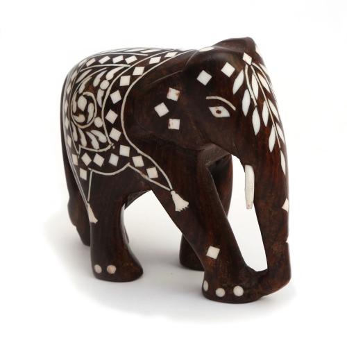 WOODEN ELEPHANT WITH INLAY WORK