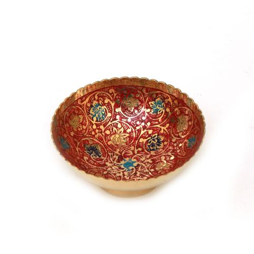 BRASS BOWL WITH ENAMEL PAINTED