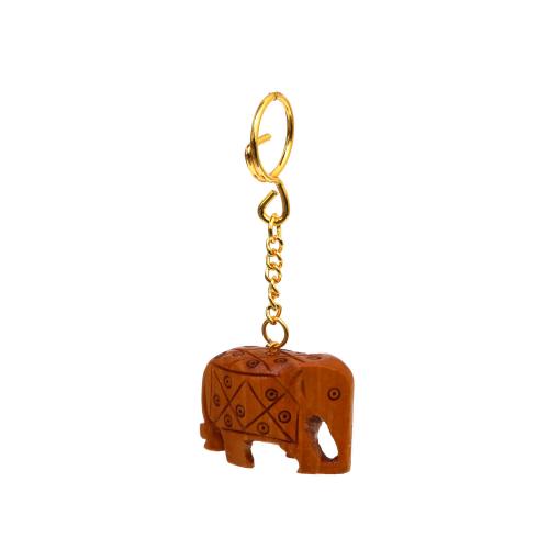 WOODEN CARVING ELEPHANT KEY CHAIN
