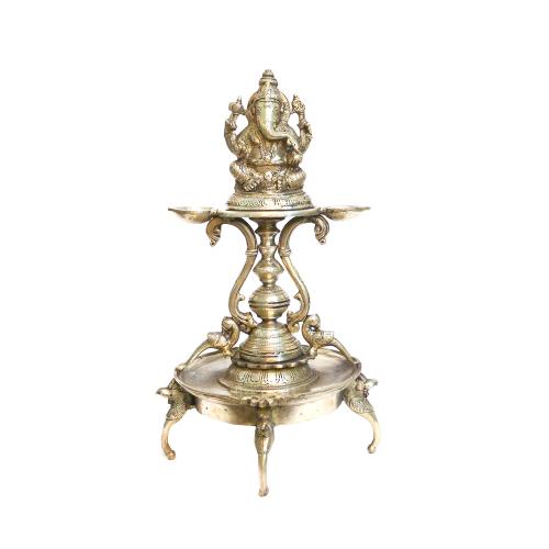 BRASS GANESHA WITH OIL LAMP