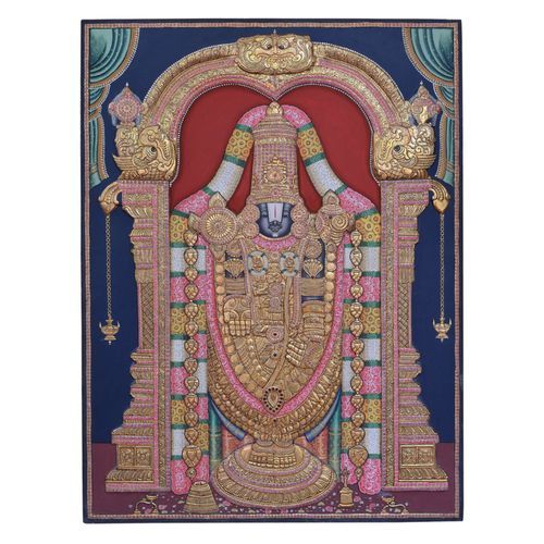 TANJORE PAINTING BALAJI WITH ANTIQUE FINISH