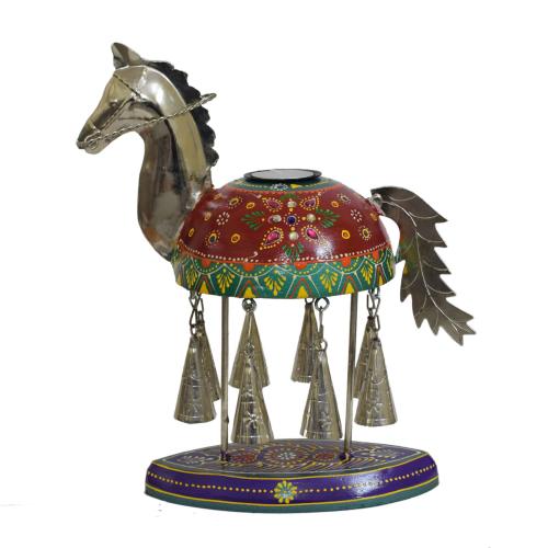 DECORATIVE IRON HORSE CANDLE STAND FOR HOME DECOR