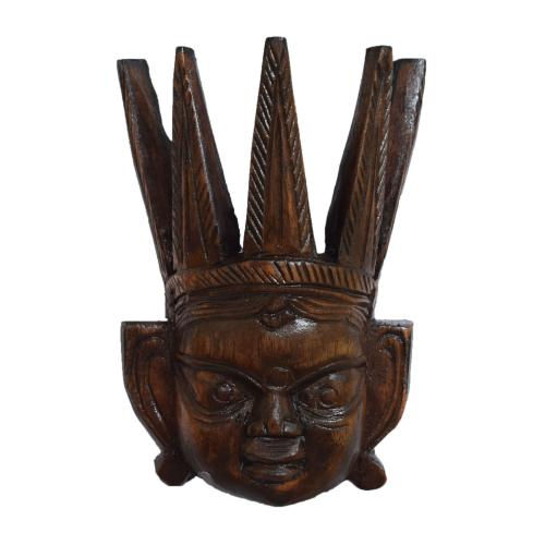 WOODEN TRIBAL FACE MASK WITH WALL HANGING