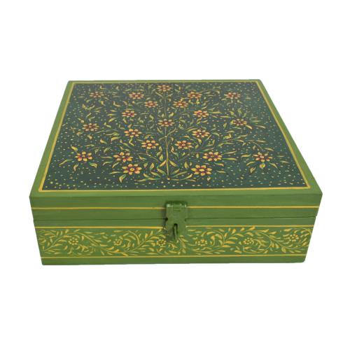 HAND PAINTED WOODEN SPICE BOX FOR HOME DECOR