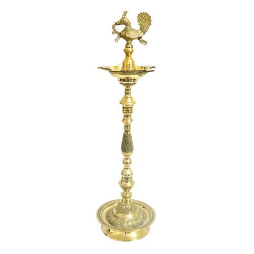 BRASS PEACOCK OIL LAMP