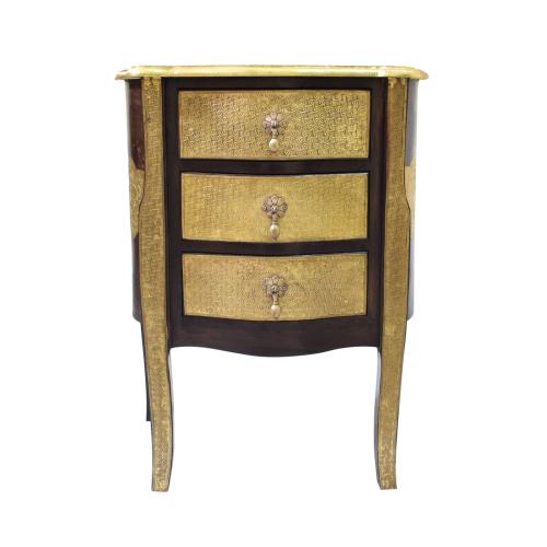 WOODEN CONSOLE STOOL WITH BRASS WORK