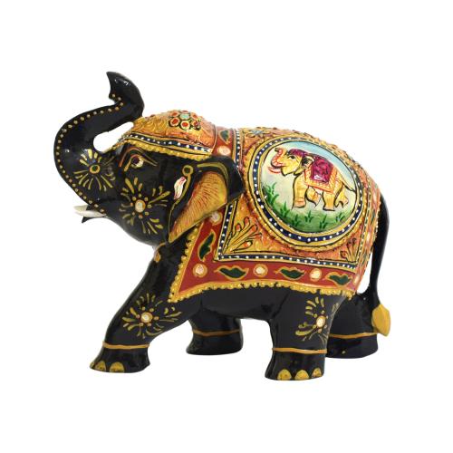 WOODEN PAINTED AMBARI ELEPHANT FOR HOME DECOR