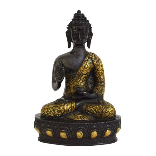 BRASS BUDDHA IDOL WITH ANTIQUE FINISH