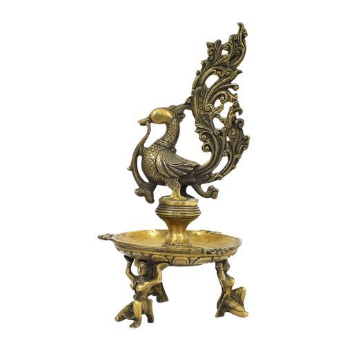 BRASS PEACOCK WITH OIL DEEPA