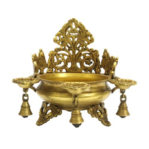 BRASS PEACOCK URLI WITH DIYA