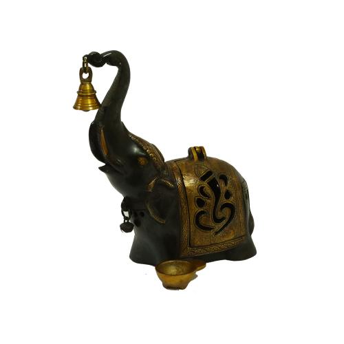 BRASS ELEPHANT DHOOP KAAL WITH ANTIQUE FINISH
