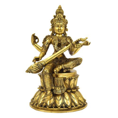 BRASS LOTUS SARASWATHI IDOL