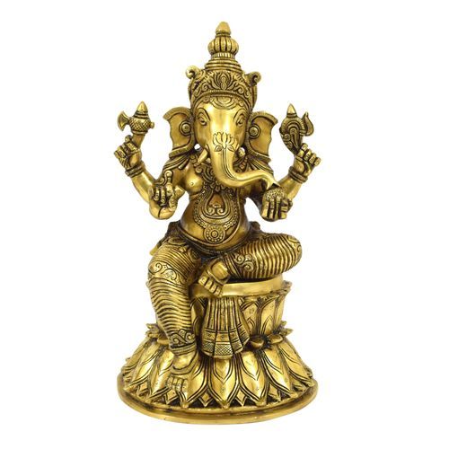 BRASS LOTUS GANESHA IDOL