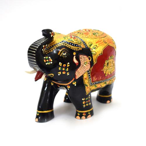 WHITE WOODEN HAND PAINTED ELEPHANT FOR HOME DECOR