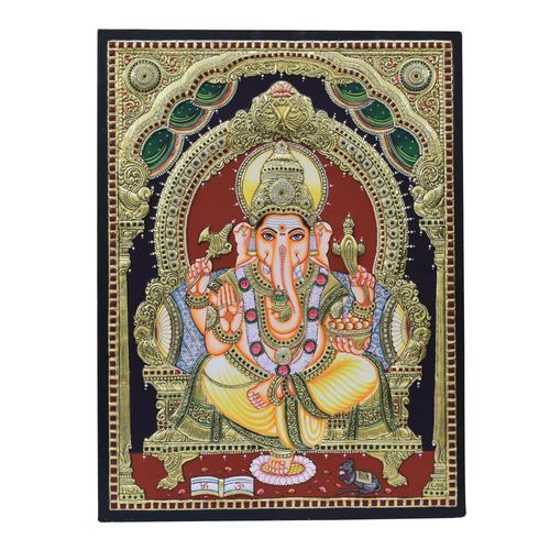 TANJORE PAINTING YELLOW DHOTHI GANESHA