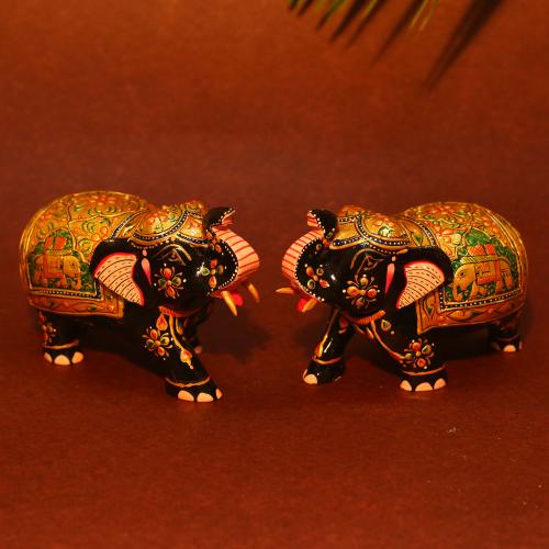 HAND PAINTED WOODEN ELEPHANT