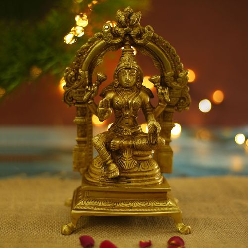 BRASS DEEPA LAKSHMI WITH STONE WORK