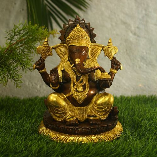 BRASS GANESHA IDOL WITH ANTIQUE FINISH