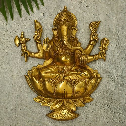 BRASS LOTUS GANESHA WALL HANGING