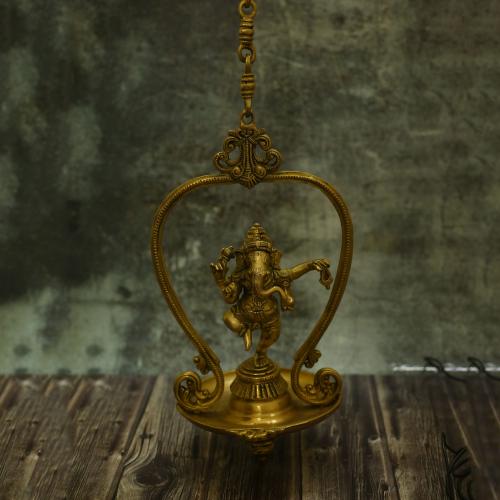 BRASS GANESHA IDOL WITH HANGING LAMP
