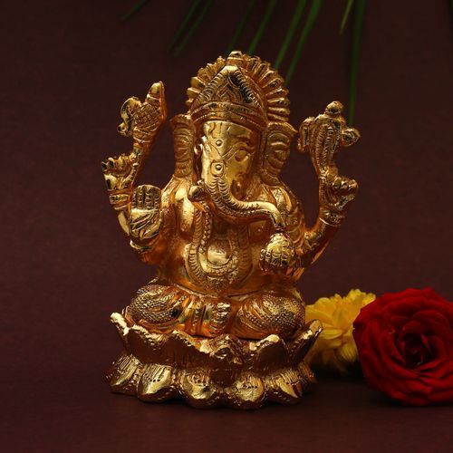 BRASS LOTUS GANESHA IDOL